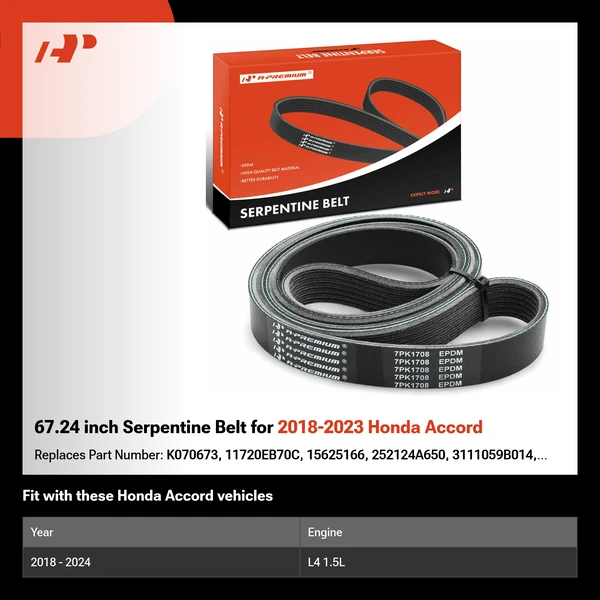 67.24 inch Serpentine Belt for 2018-2023 Honda Accord