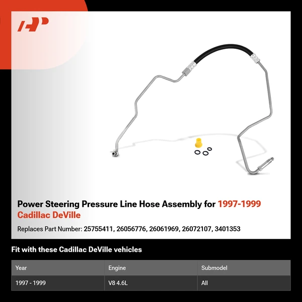 Power Steering Pressure Line Hose Assembly for 1997-1999 Cadillac DeVille