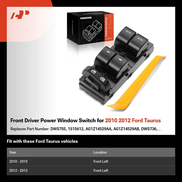 Front Driver Power Window Switch for 2010 2012 Ford Taurus