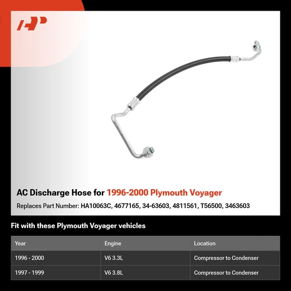 AC Discharge Hose for 1996-2000 Plymouth Voyager
