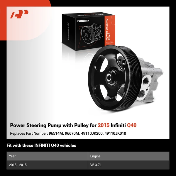 Power Steering Pump with Pulley for 2015 Infiniti Q40