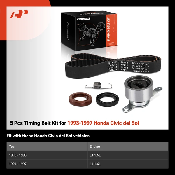 5 Pcs Timing Belt Kit for 1993-1997 Honda Civic del Sol