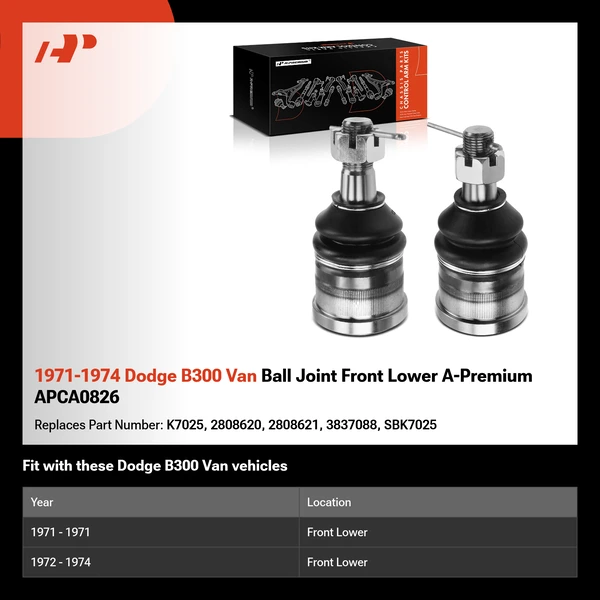 1971-1974 Dodge B300 Van Ball Joint Front Lower A-Premium APCA0826