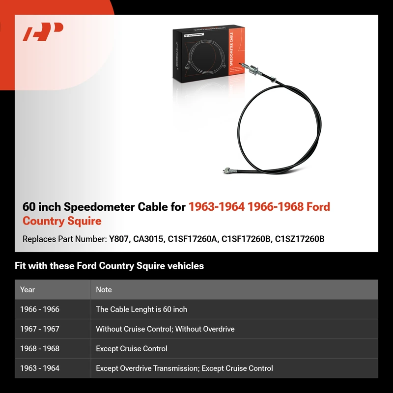 60 inch Speedometer Cable for 1963-1964 1966-1968 Ford Country Squire