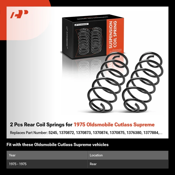 2 Pcs Rear Coil Springs for 1975 Oldsmobile Cutlass Supreme