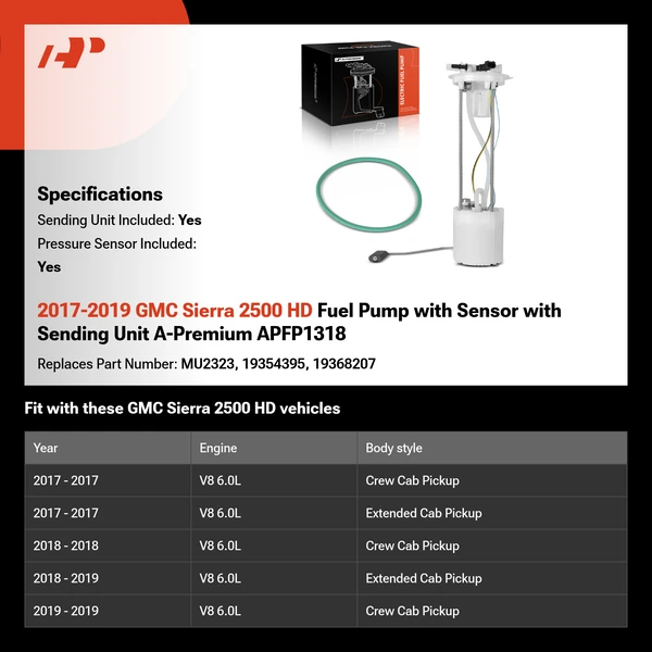 2017-2019 GMC Sierra 2500 HD Fuel Pump with Sensor with Sending Unit A-Premium APFP1318