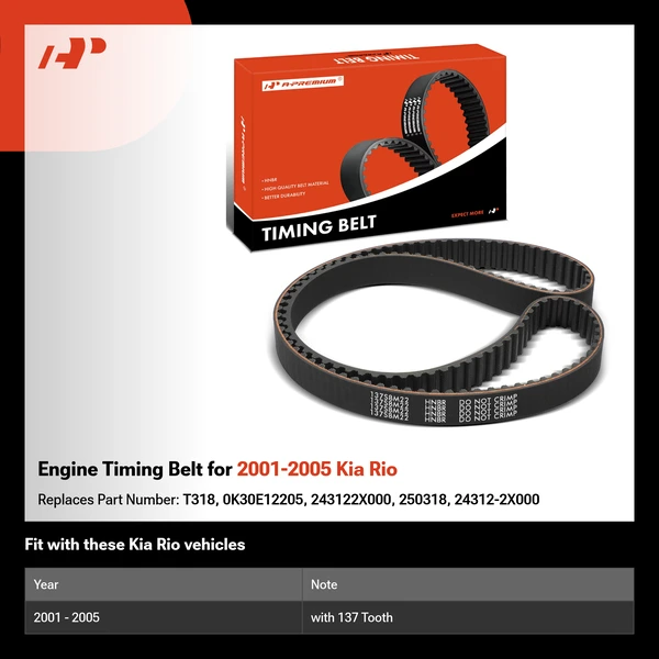 Engine Timing Belt for 2001-2005 Kia Rio