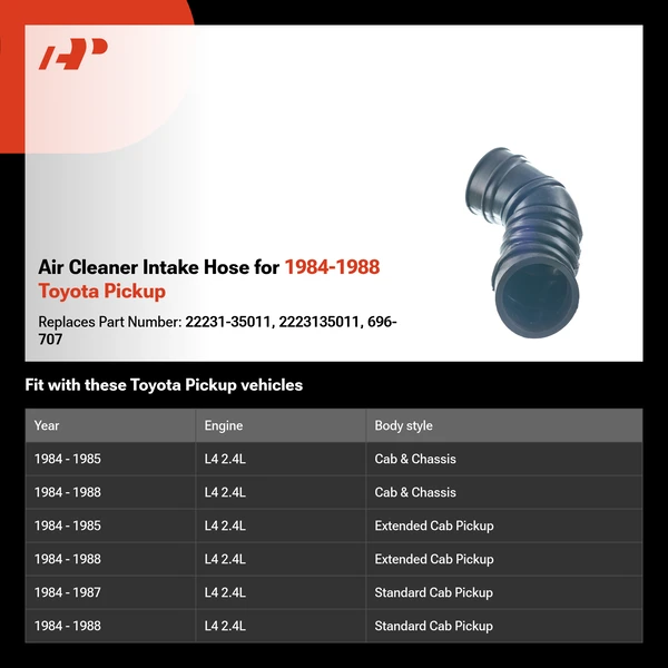 Air Cleaner Intake Hose for 1984-1988 Toyota Pickup