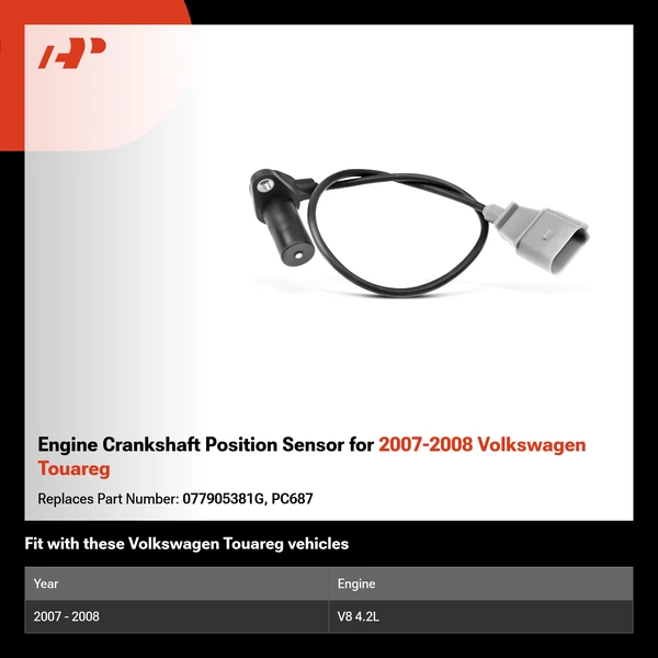 Engine Crankshaft Position Sensor for 2007-2008 Volkswagen Touareg