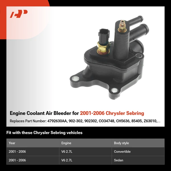 Engine Coolant Air Bleeder for 2001-2006 Chrysler Sebring