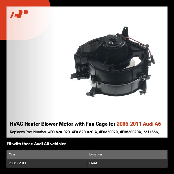 HVAC Heater Blower Motor with Fan Cage for 2006-2011 Audi A6