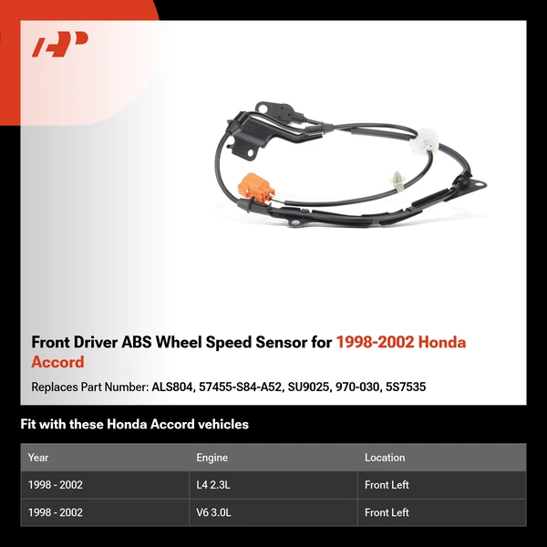 Front Driver ABS Wheel Speed Sensor for 1998-2002 Honda Accord