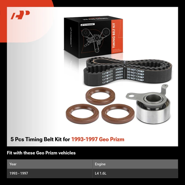 5 Pcs Timing Belt Kit for 1993-1997 Geo Prizm