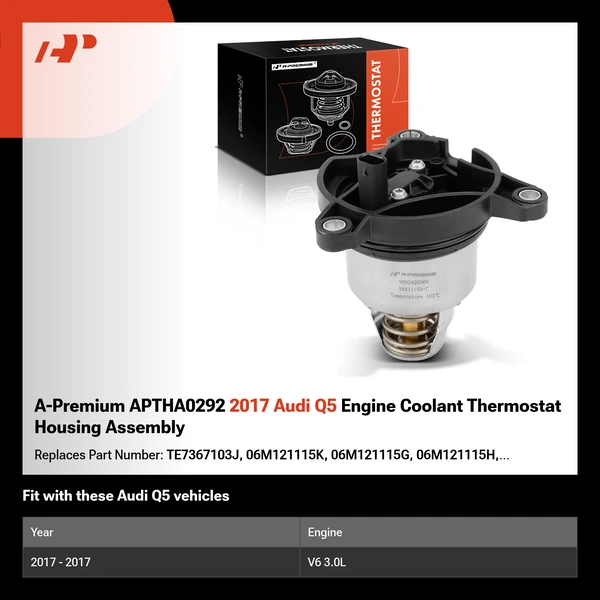 A-Premium APTHA0292 2017 Audi Q5 Engine Coolant Thermostat Housing Assembly