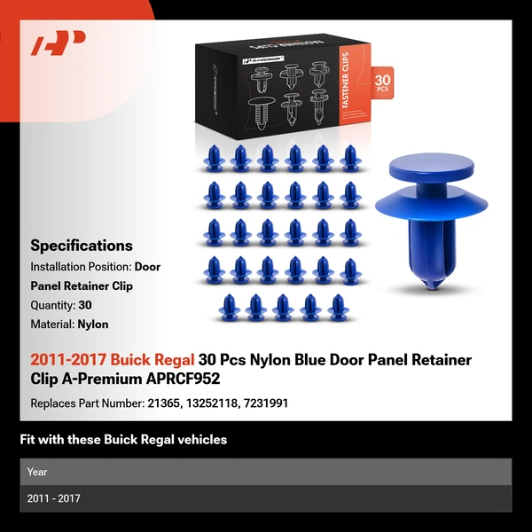 2011-2017 Buick Regal 30 Pcs Nylon Blue Door Panel Retainer Clip A-Premium APRCF952