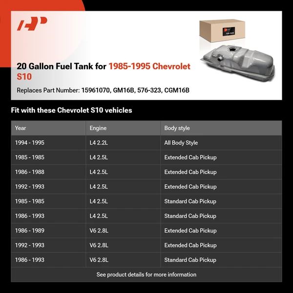 20 Gallon Fuel Tank for 1985-1995 Chevrolet S10