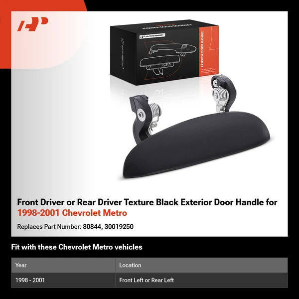 Front Driver or Rear Driver Texture Black Exterior Door Handle for 1998-2001 Chevrolet Metro