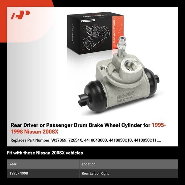 Rear Driver or Passenger Drum Brake Wheel Cylinder for 1995-1998 Nissan 200SX
