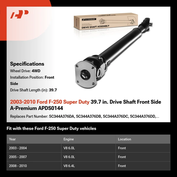 2003-2010 Ford F-250 Super Duty 39.7 in. Drive Shaft Front Side A-Premium APDS0144