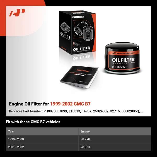 Engine Oil Filter for 1999-2002 GMC B7