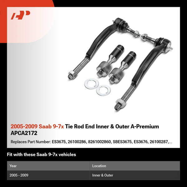 2005-2009 Saab 9-7x Tie Rod End Inner & Outer A-Premium APCA2172