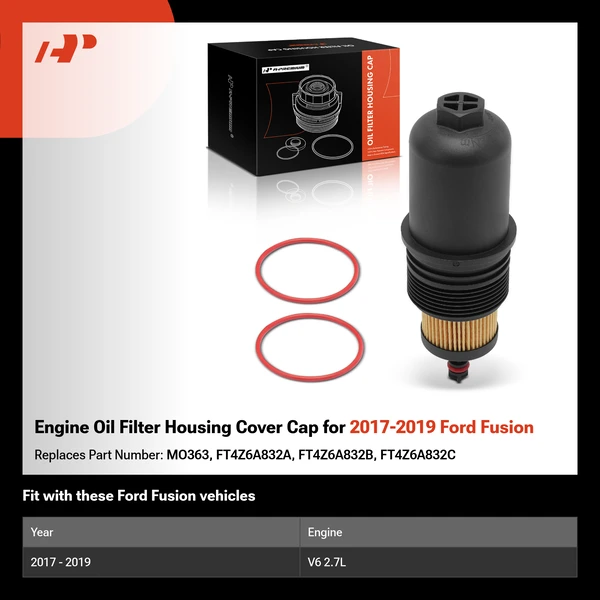 Engine Oil Filter Housing Cover Cap for 2017-2019 Ford Fusion