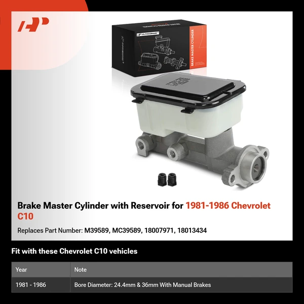 Brake Master Cylinder with Reservoir for 1981-1986 Chevrolet C10