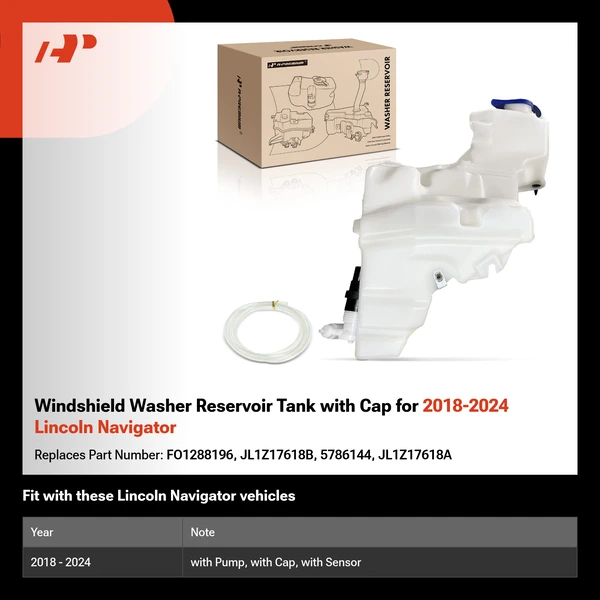 Windshield Washer Reservoir Tank with Cap for 2018-2024 Lincoln Navigator