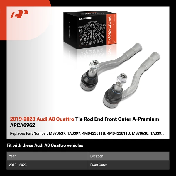 2019-2023 Audi A8 Quattro Tie Rod End Front Outer A-Premium APCA6962