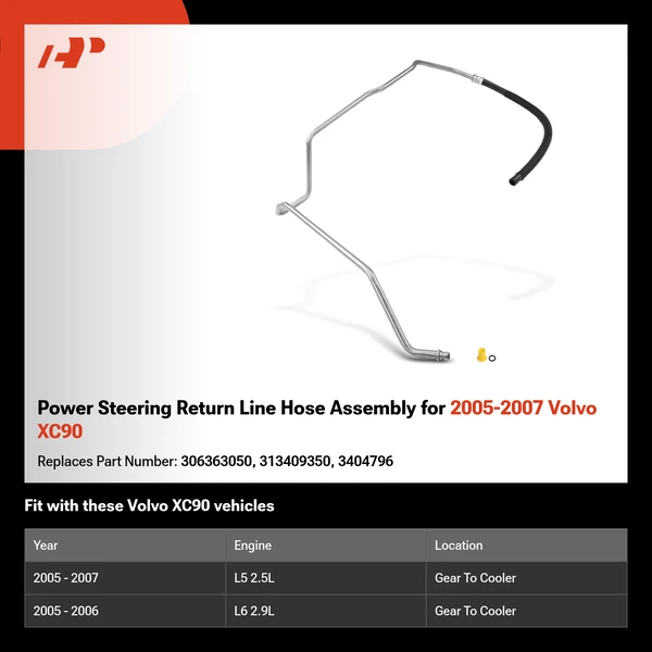 Power Steering Return Line Hose Assembly for 2005-2007 Volvo XC90