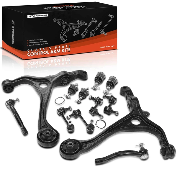 2003-2007 Honda Accord A Set of 12 Control Arm Ball Joint Sway Bar Link Tie Rod End Kit Front & Rear A-Premium APCA2431