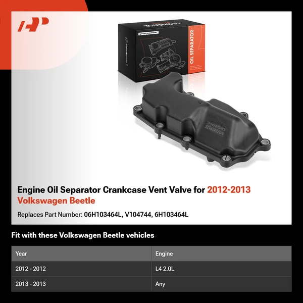 Engine Oil Separator Crankcase Vent Valve for 2012-2013 Volkswagen Beetle