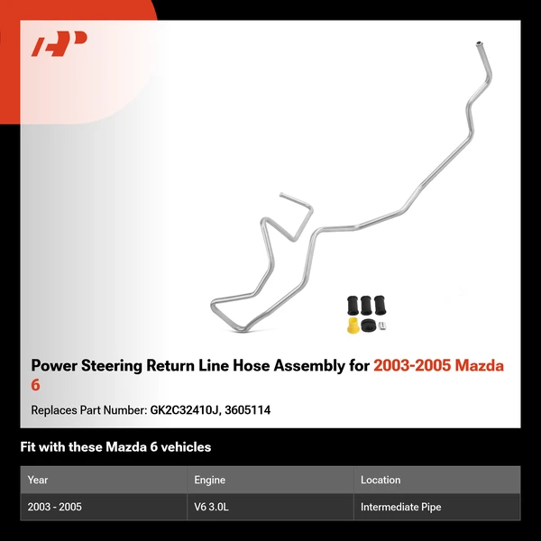 Power Steering Return Line Hose Assembly for 2003-2005 Mazda 6