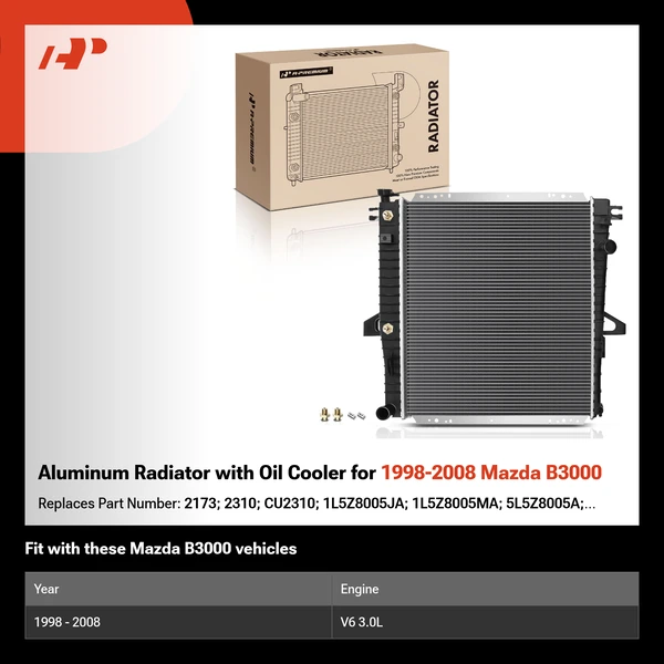 Aluminum Radiator with Oil Cooler for 1998-2008 Mazda B3000