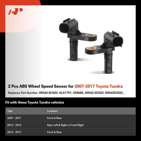 2 Pcs ABS Wheel Speed Sensor for 2007-2017 Toyota Tundra