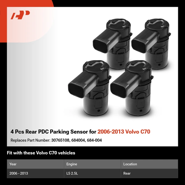 4 Pcs Rear PDC Parking Sensor for 2006-2013 Volvo C70