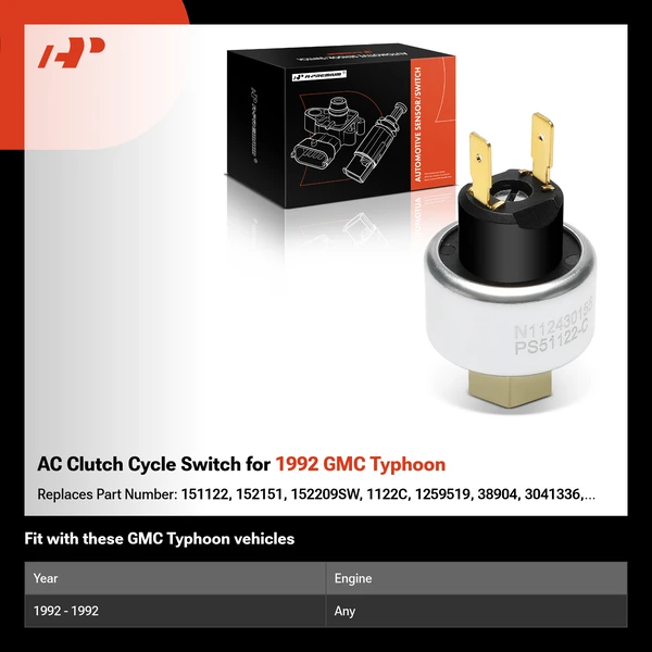 AC Clutch Cycle Switch for 1992 GMC Typhoon