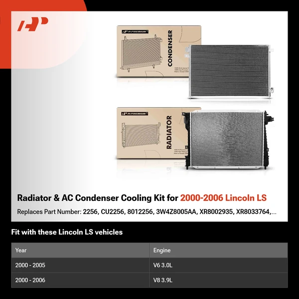 Radiator & AC Condenser Cooling Kit for 2000-2006 Lincoln LS