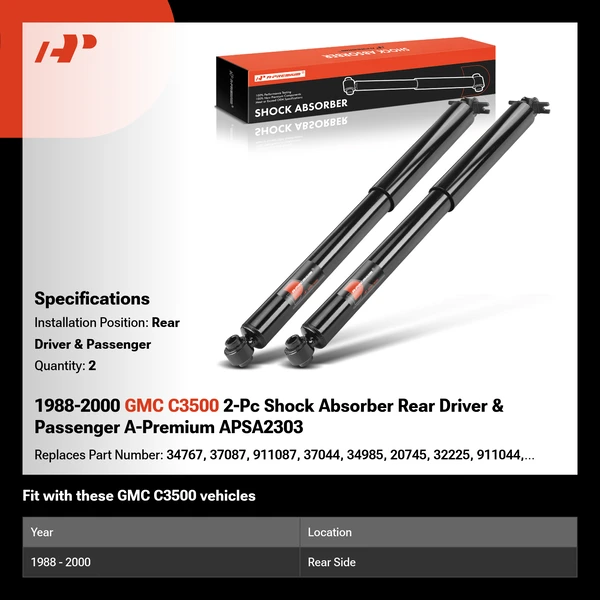 1988-2000 GMC C3500 2-Pc Shock Absorber Rear Driver & Passenger A-Premium APSA2303