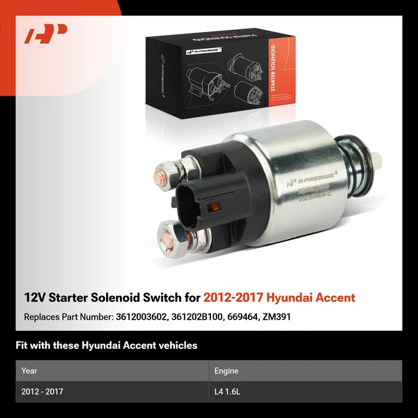 12V Starter Solenoid Switch for 2012-2017 Hyundai Accent