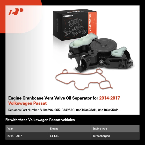 Engine Crankcase Vent Valve Oil Separator for 2014-2017 Volkswagen Passat