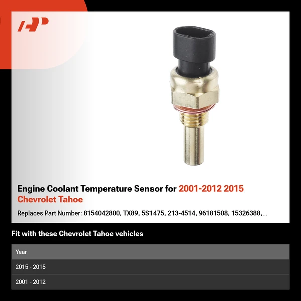 Engine Coolant Temperature Sensor for 2001-2012 2015 Chevrolet Tahoe