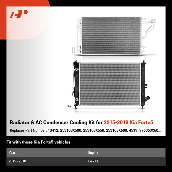 Radiator & AC Condenser Cooling Kit for 2015-2018 Kia Forte5