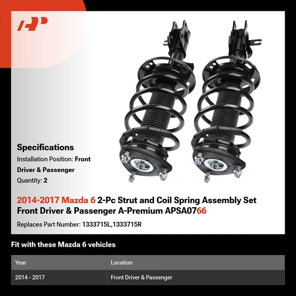 2014-2017 Mazda 6 2-Pc Strut and Coil Spring Assembly Set Front Driver & Passenger A-Premium APSA0766