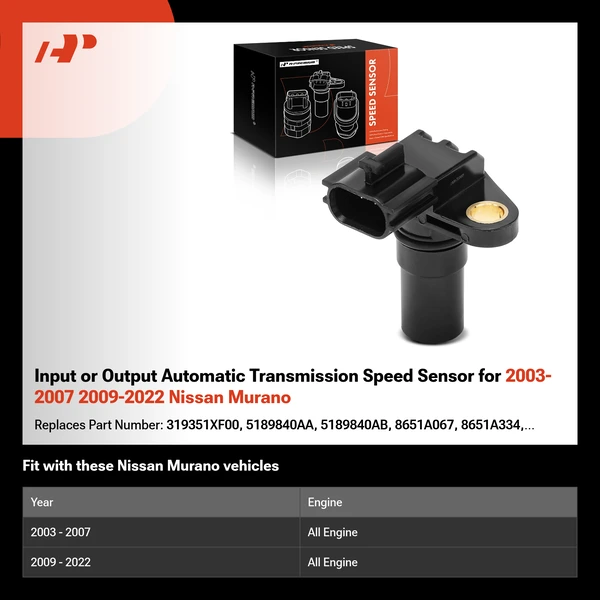 Input or Output Automatic Transmission Speed Sensor for 2003-2007 2009-2022 Nissan Murano