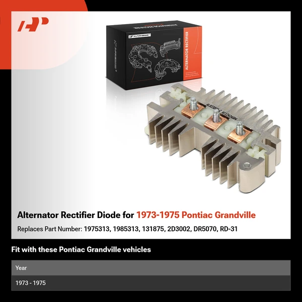 Alternator Rectifier Diode for 1973-1975 Pontiac Grandville