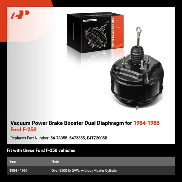 Vacuum Power Brake Booster Dual Diaphragm for 1984-1986 Ford F-250