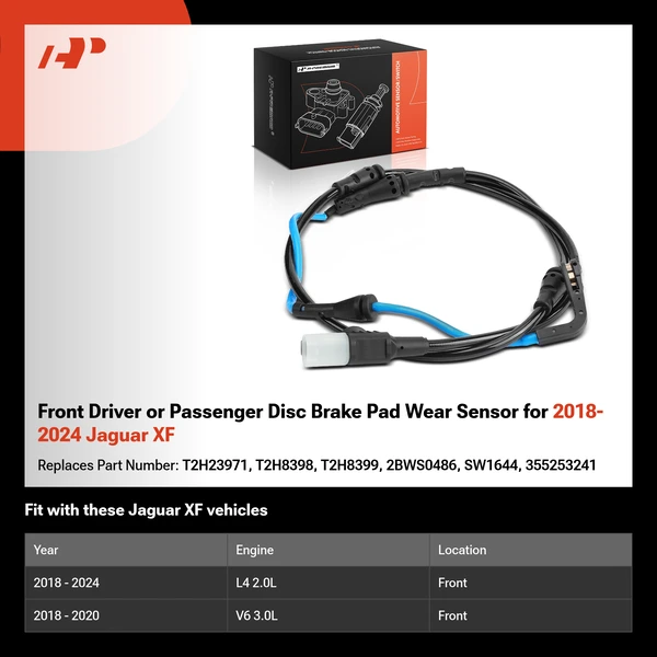 Front Driver or Passenger Disc Brake Pad Wear Sensor for 2018-2024 Jaguar XF