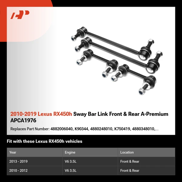 2010-2019 Lexus RX450h Sway Bar Link Front & Rear A-Premium APCA1976