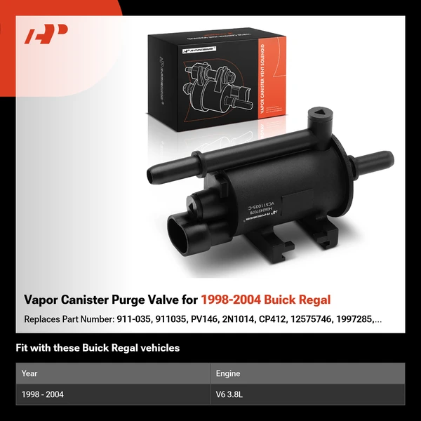 Vapor Canister Purge Valve for 1998-2004 Buick Regal